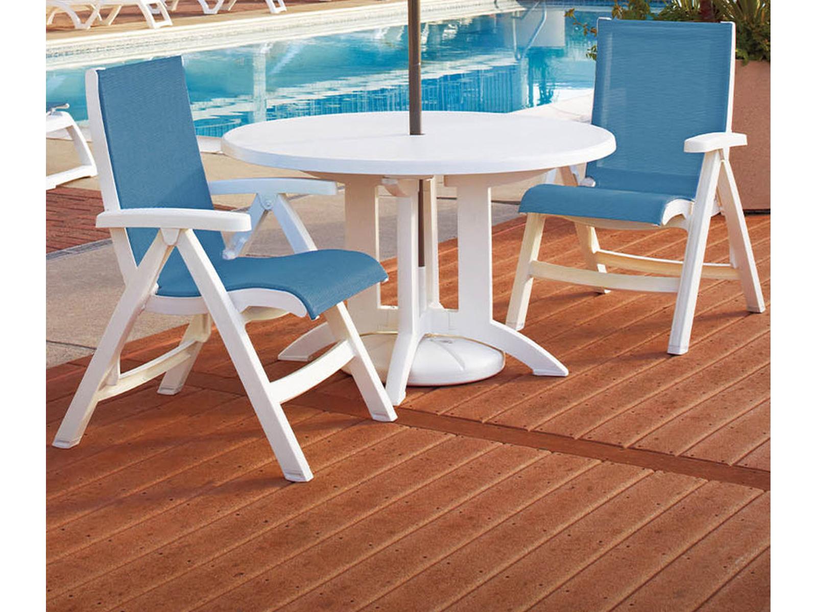 Grosfillex Jamaica Beach Resin Sling Outdoor Lounge Set