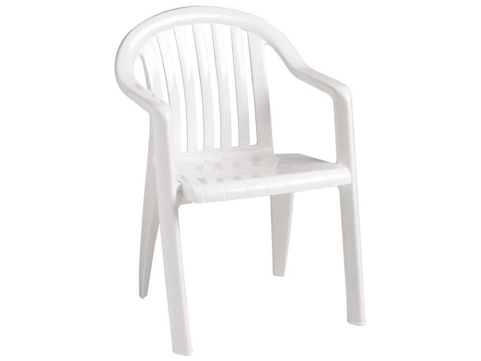 Grosfillex Miami Resin White Lowback Stacking Outdoor Patio Dining