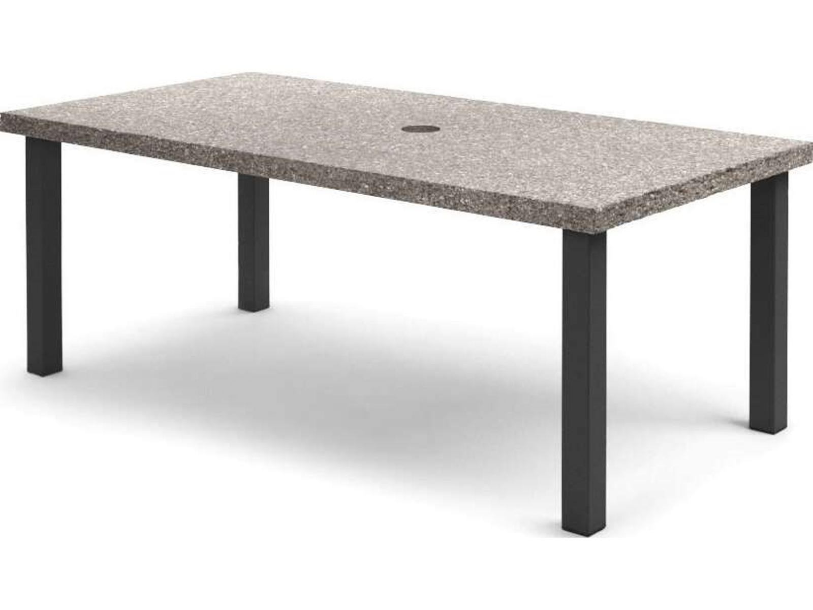 Homecrest Shadow Rock Aluminum Rectangular Outdoor Patio Dining Table with Umbrella Hole
