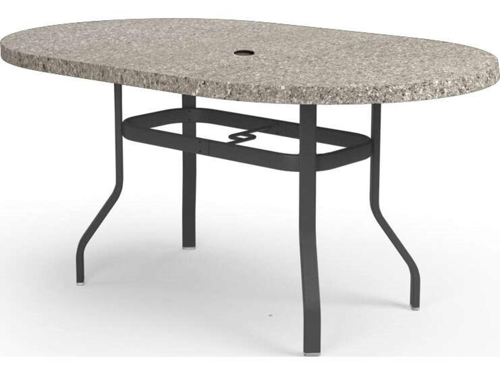 Homecrest Shadow Rock Aluminum Oval Outdoor Counter Table with Umbrella Hole