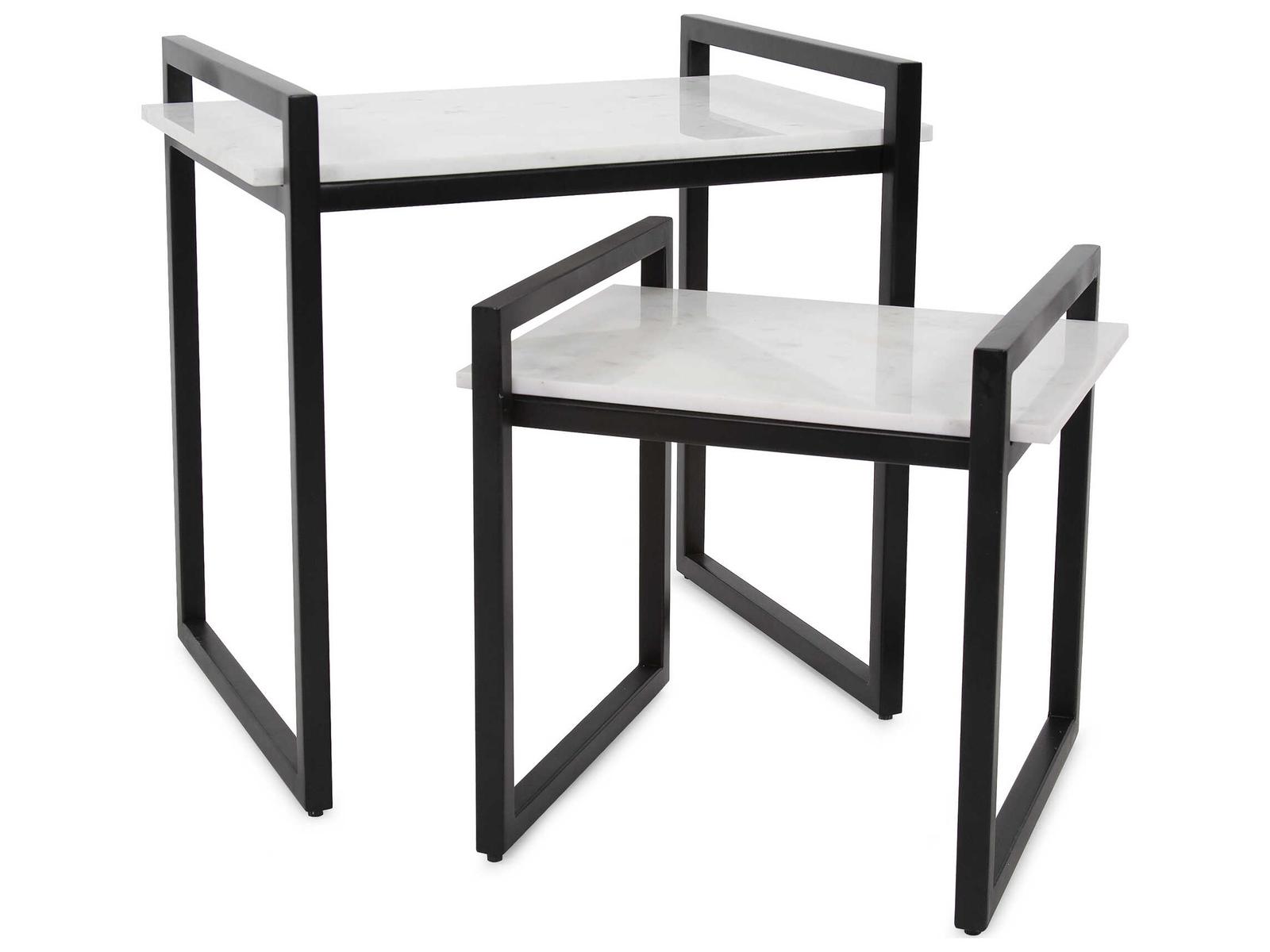 Howard Elliott Santiago Rectangular Marble Graphite White End Table