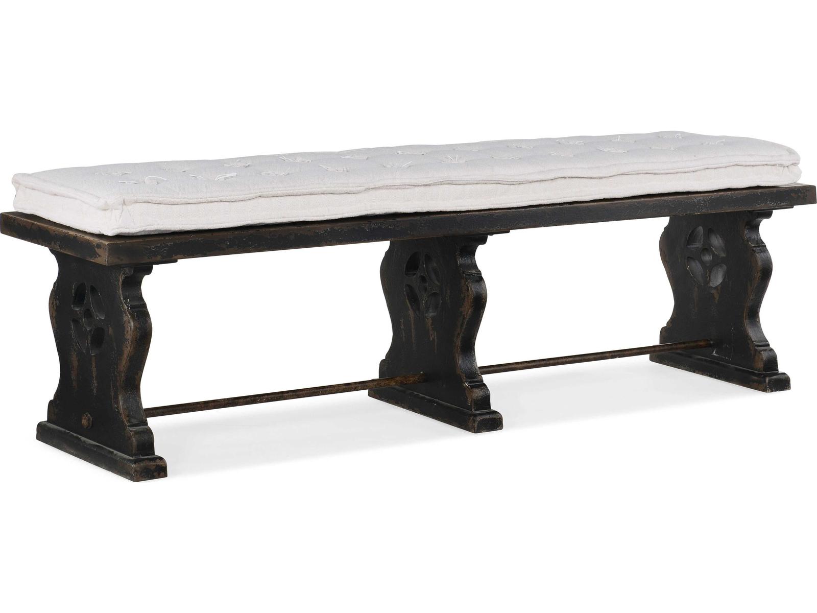 Hooker Furniture Ciao Bella Tuscan White Black Upholstered Accent Bench