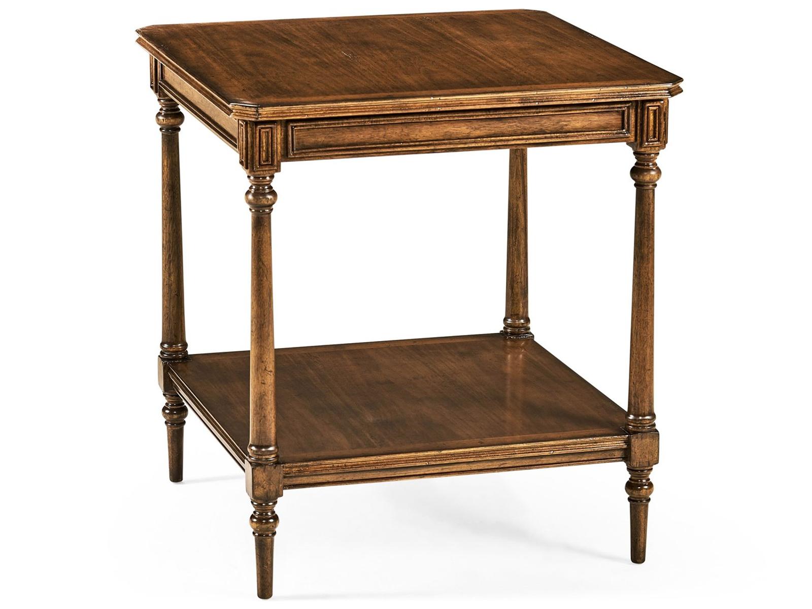 Jonathan Charles Country Farmhouse Square Walnut Side Table with