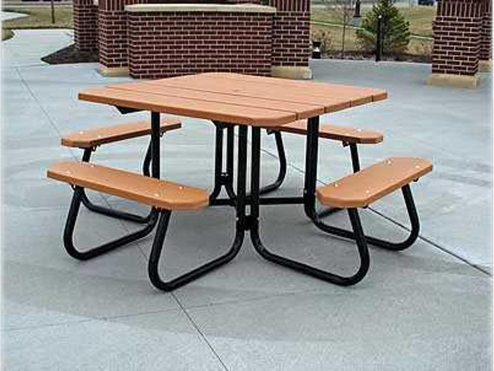 Frog Furnishings Square Steel Square Outdoor Patio Picnic Table