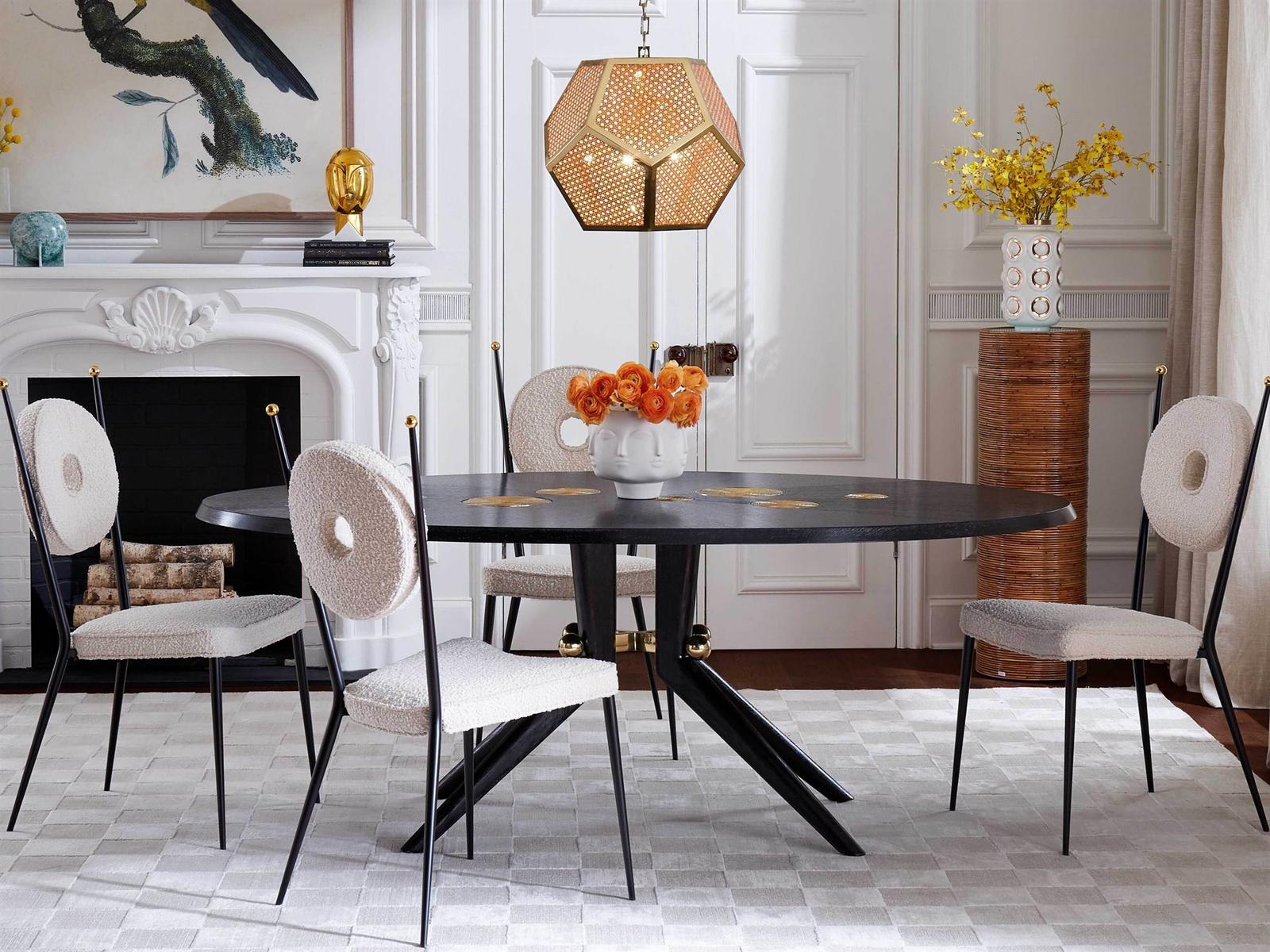 Jonathan Adler Rondo Black Mahogany Wood Dining Room Set