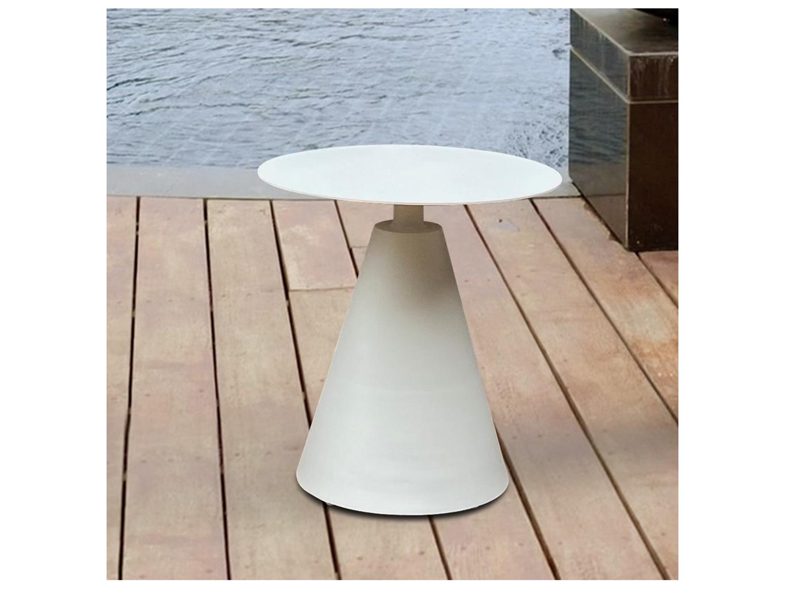 Schnupp Patio Alia Aluminum White Round End Table