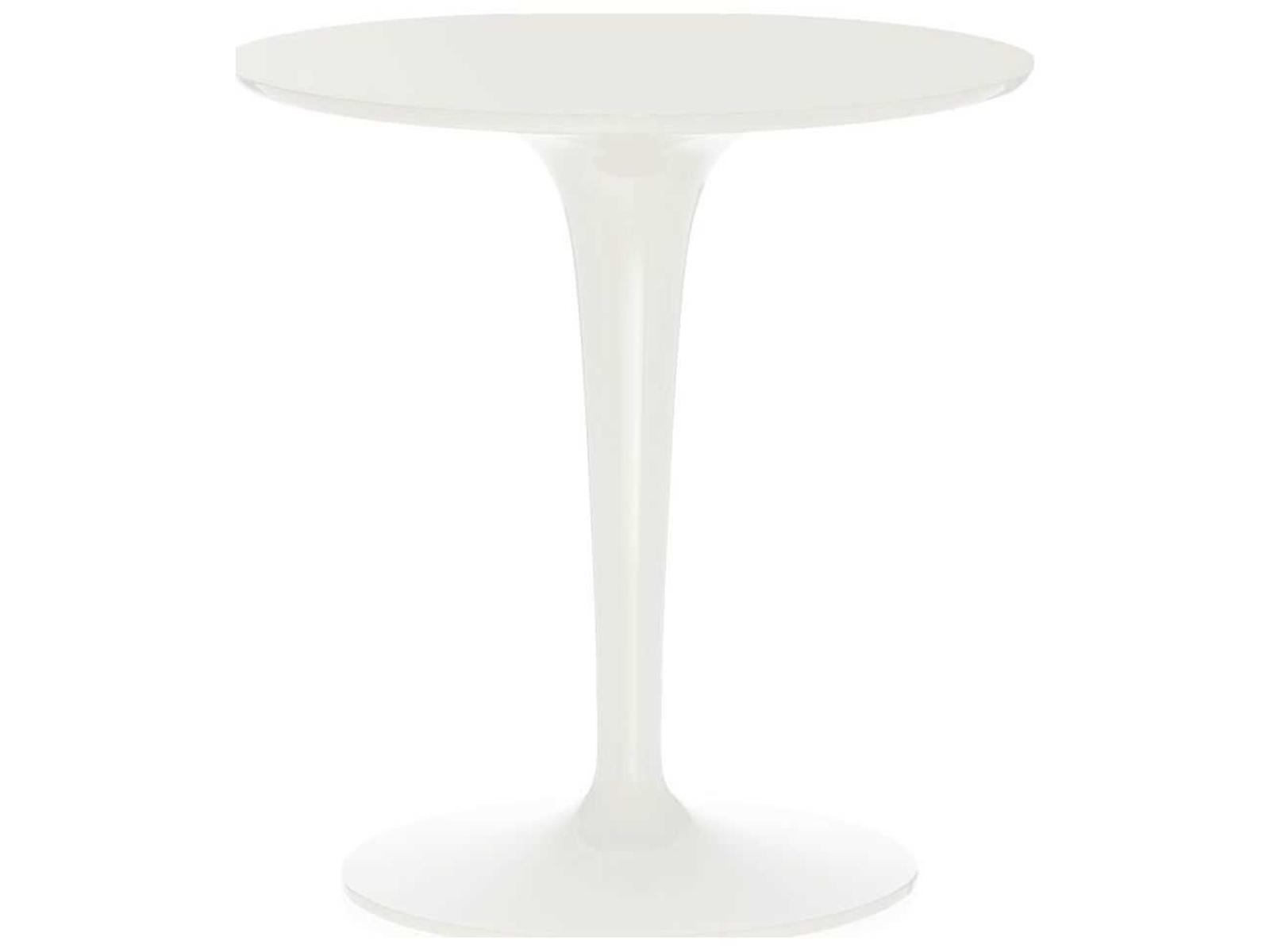 Kartell Outdoor Tip Top Mat Glossy White Wood Round Bistro Table