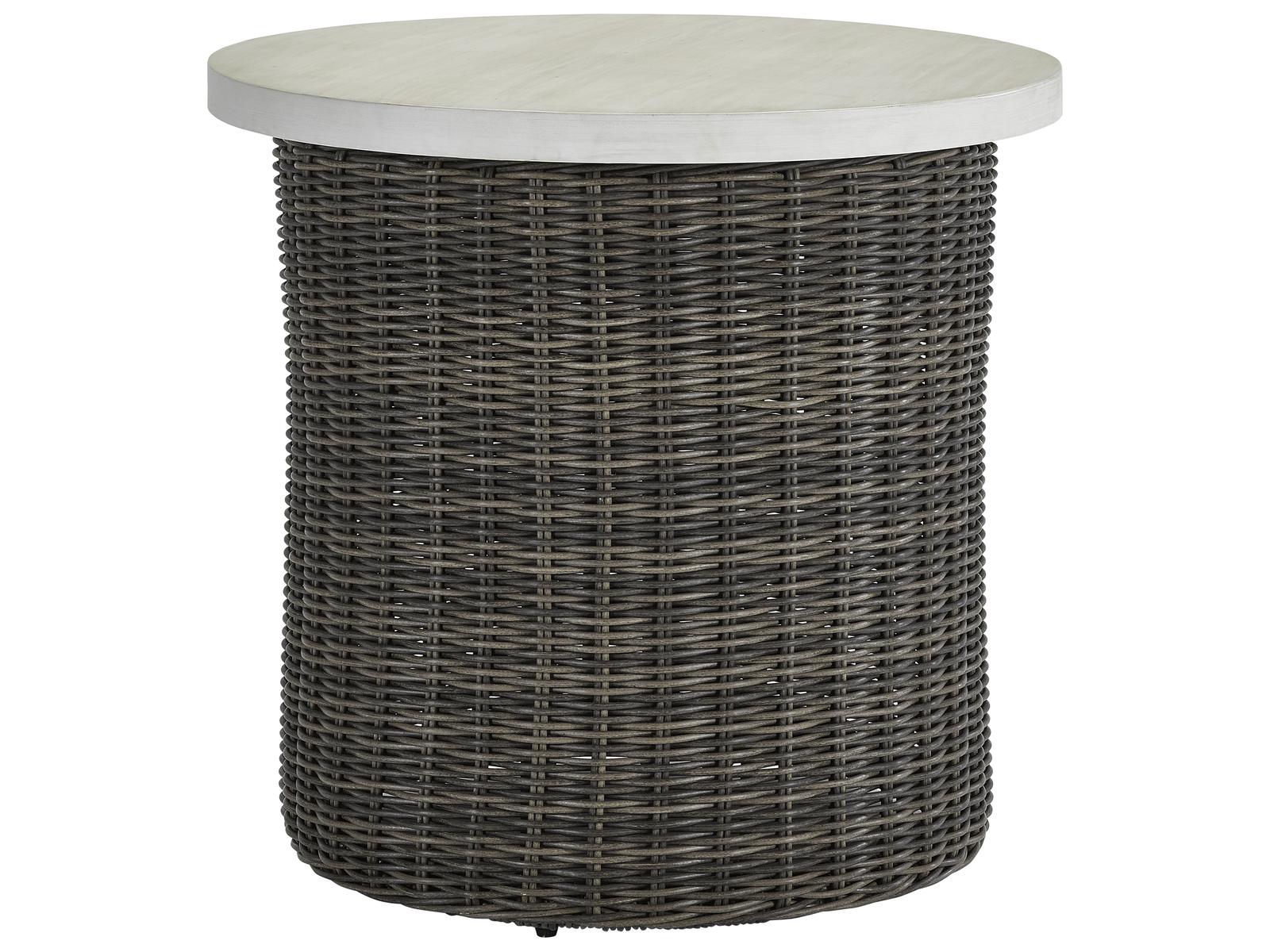 Lane Venture Oasis Ash Wicker Round Outdoor Patio End Table