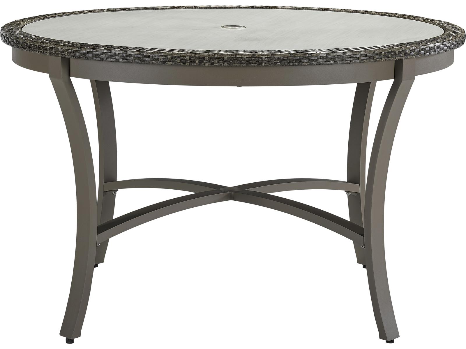 Lane Venture Oasis Ash Wicker Round Outdoor Patio Dining Table with Umbrella Hole