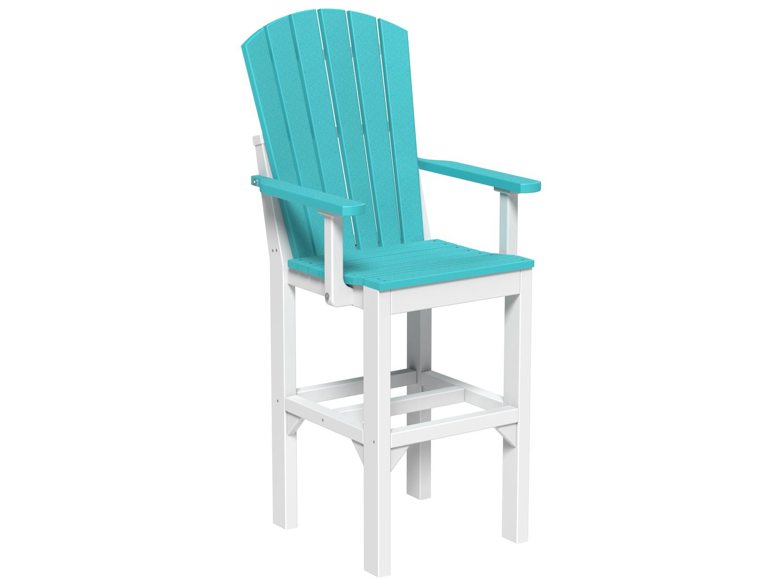 LuxCraft Recycled Plastic Adirondack Bar Height Arm Outdoor Patio Chair