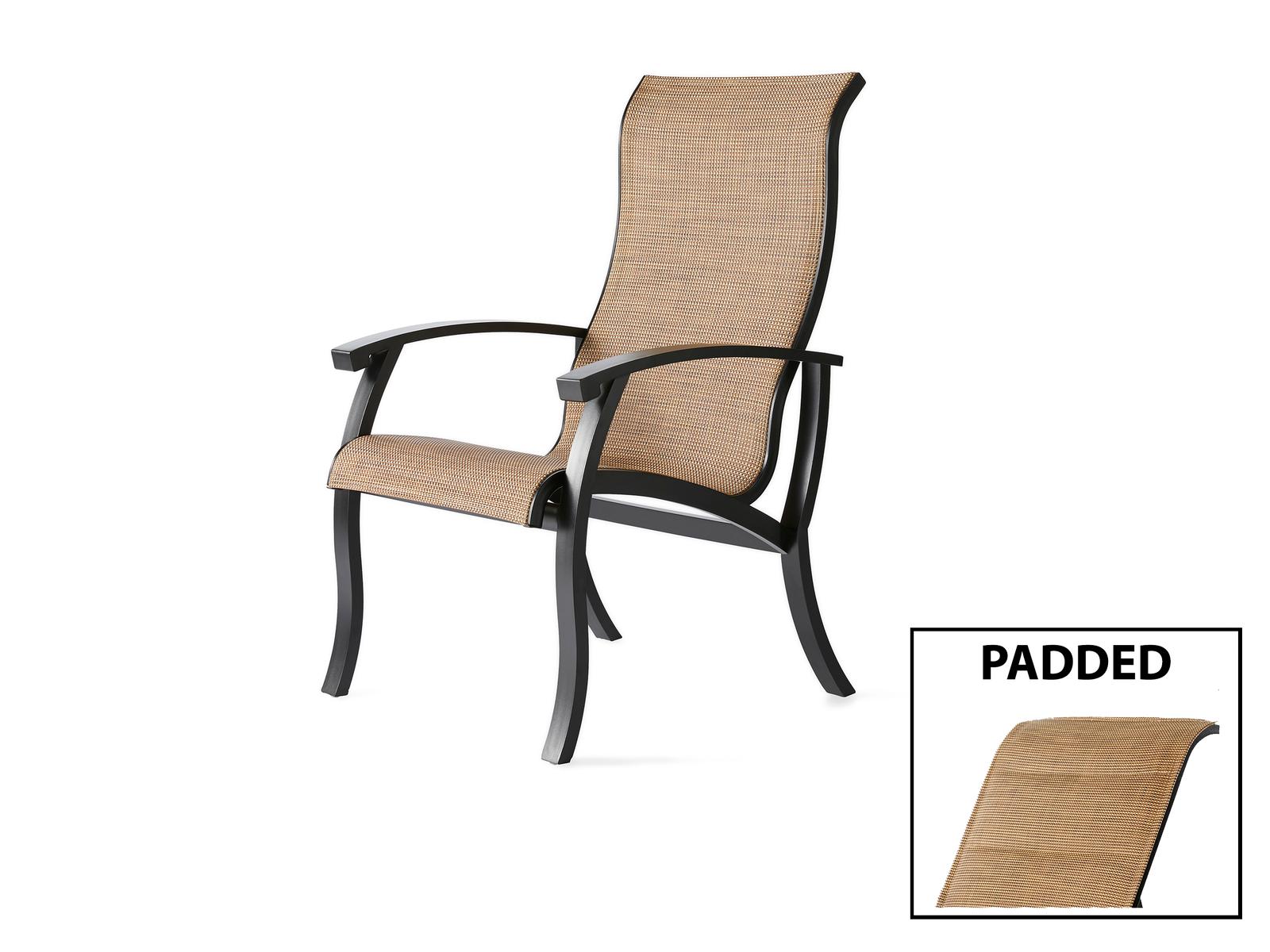 Mallin Georgetown Padded Sling Aluminum Outdoor Patio Dining Arm Chair