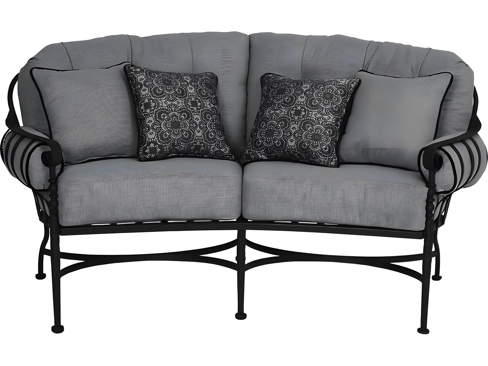Meadowcraft Athens Deep Seating Wrought Iron Crecent Outdoor Patio Loveseat