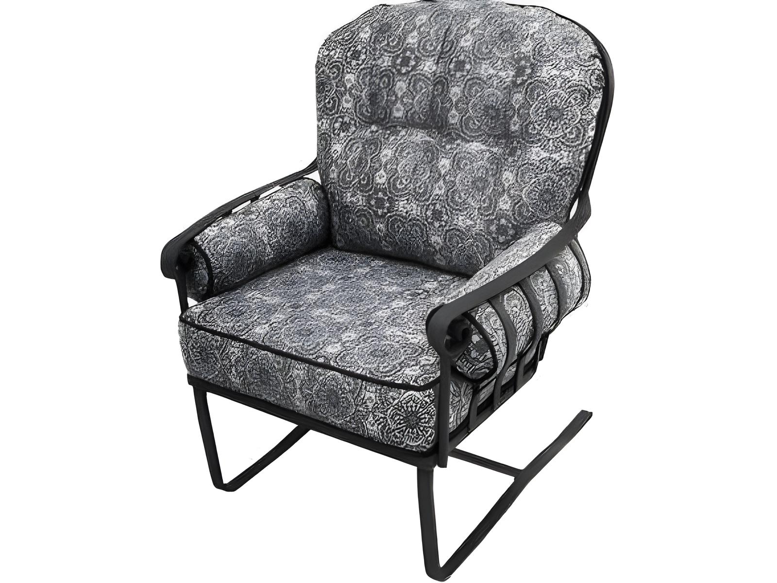 Meadowcraft Athens Deep Seating Wrought Iron High Back Spring Patio Lounge Chair