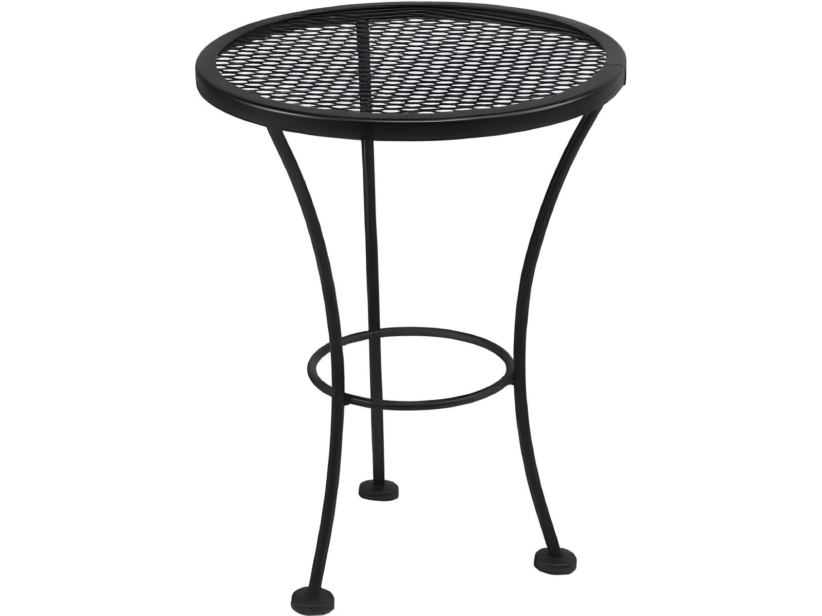 Meadowcraft Wrought Iron Round Mesh Top Drum Table