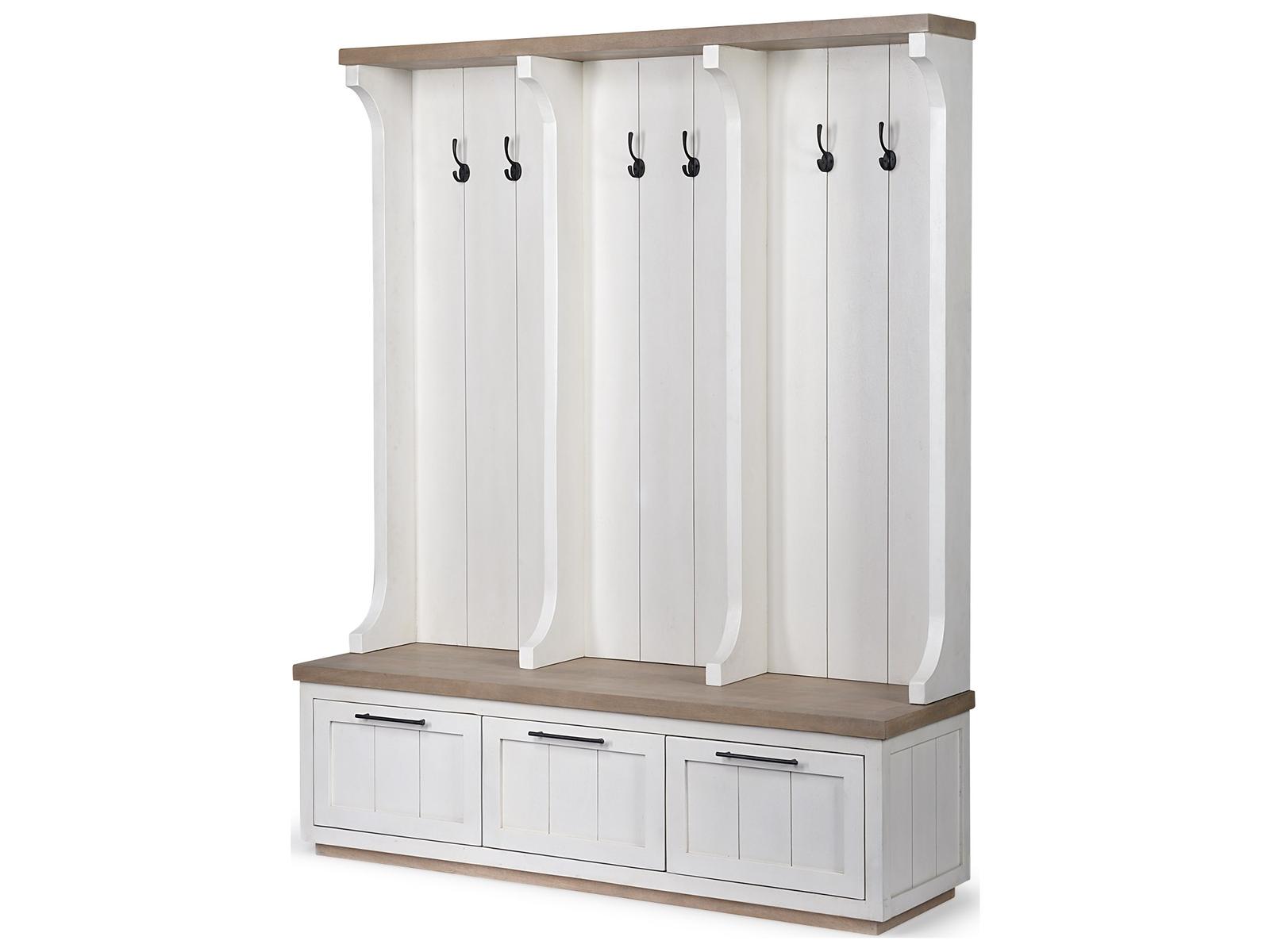 Mercana Fairview IV 61L x 17W White And Brown Wood With Storage Hall Tree