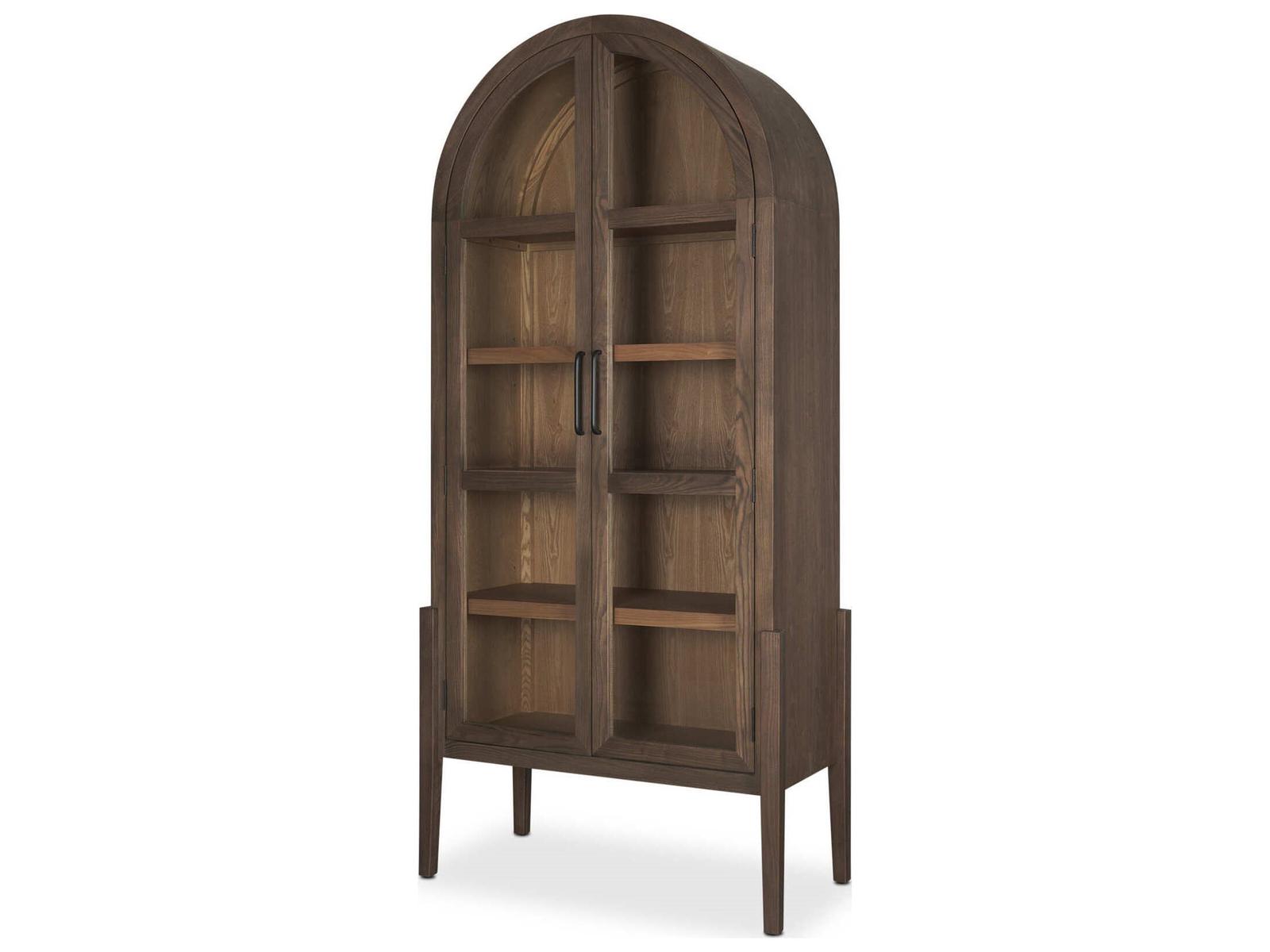 Mercana Teva Two Toned Dark w/Light Wood Arched Curio Cabinet