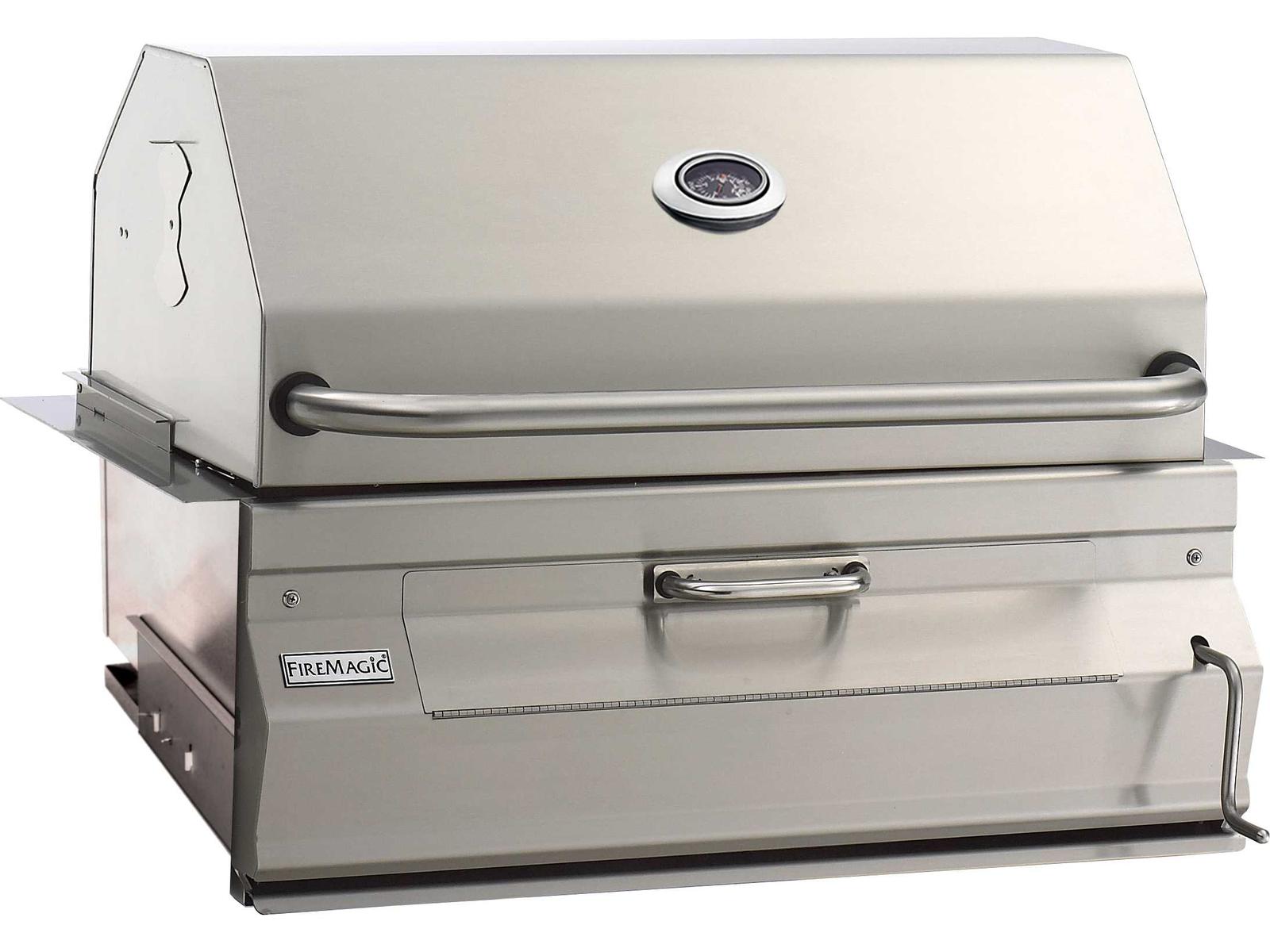Fire Magic Charcoal Stainless Steel 30'' Built-in BBQ Grill with Smoker Oven Hood