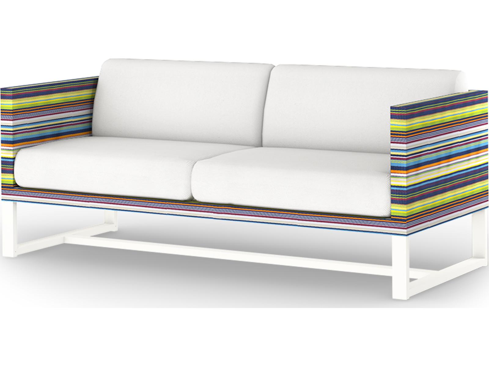 MamaGreen Stripe Quick Ship Aluminum Cushion Outdoor Patio Loveseat