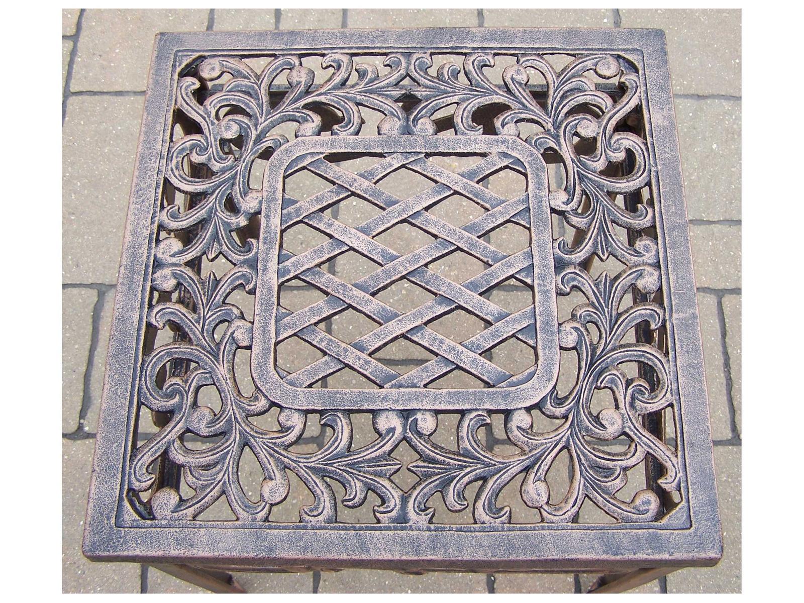 Oakland Living Mississippi Cast Aluminum Square Outdoor Patio Side Table