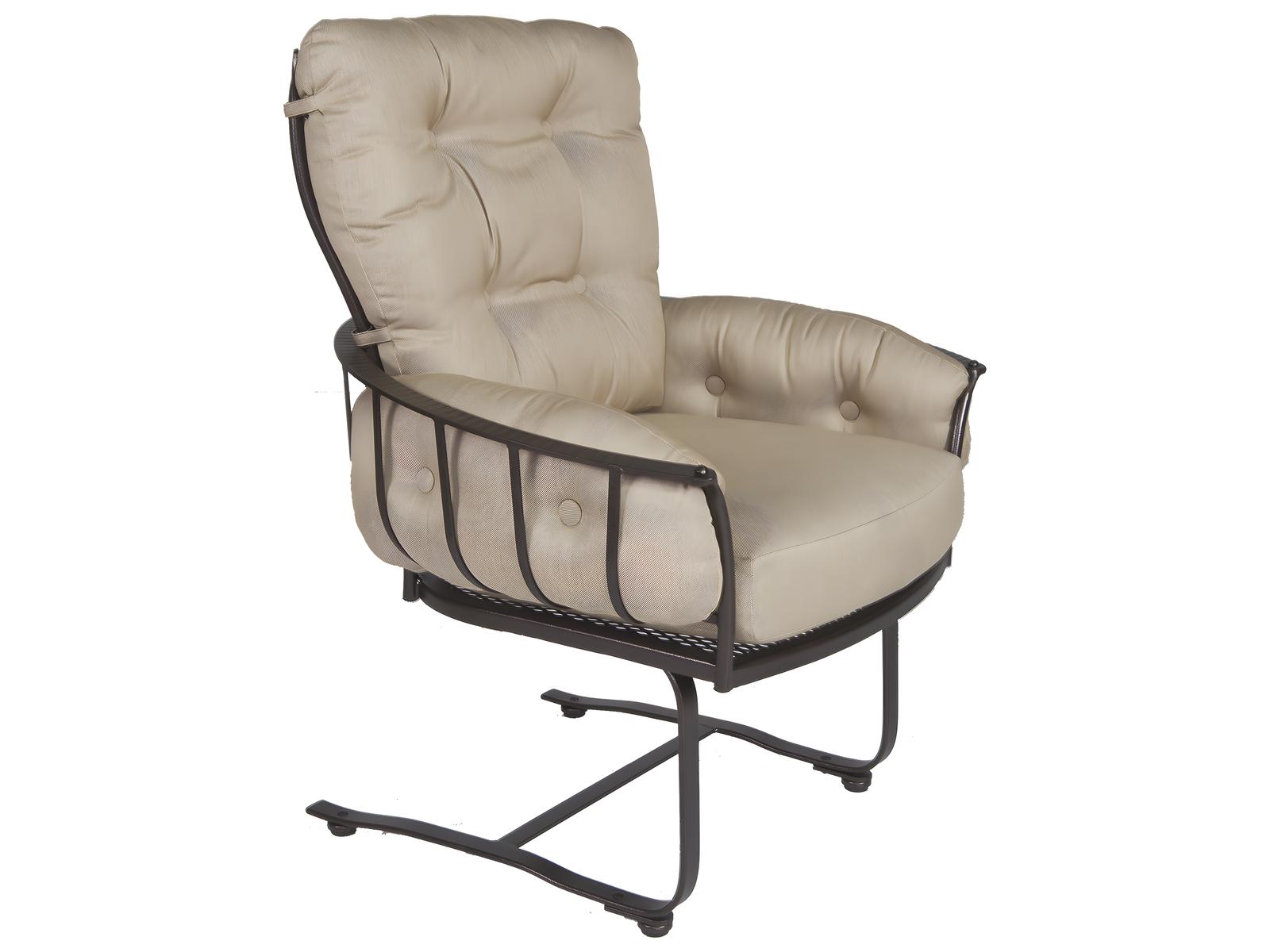 OW Lee Monterra Wrought Iron Mini Spring Base Patio Dining Arm Chair