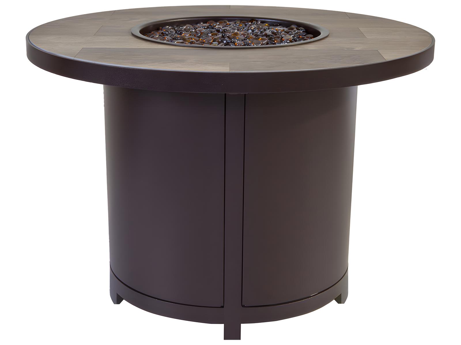 OW Lee Casual Fireside Capri Wrought Iron Round Chat Height Outdoor Patio Fire Pit Table