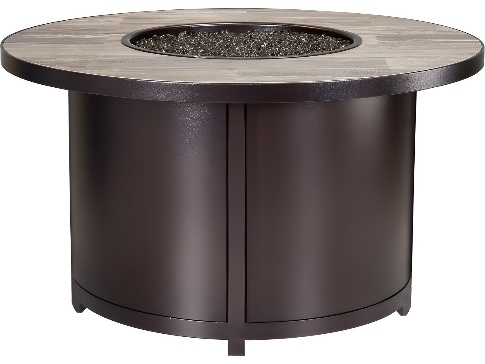 OW Lee Casual Fireside Capri Wrought Iron Round Chat Height Patio Fire Pit Table