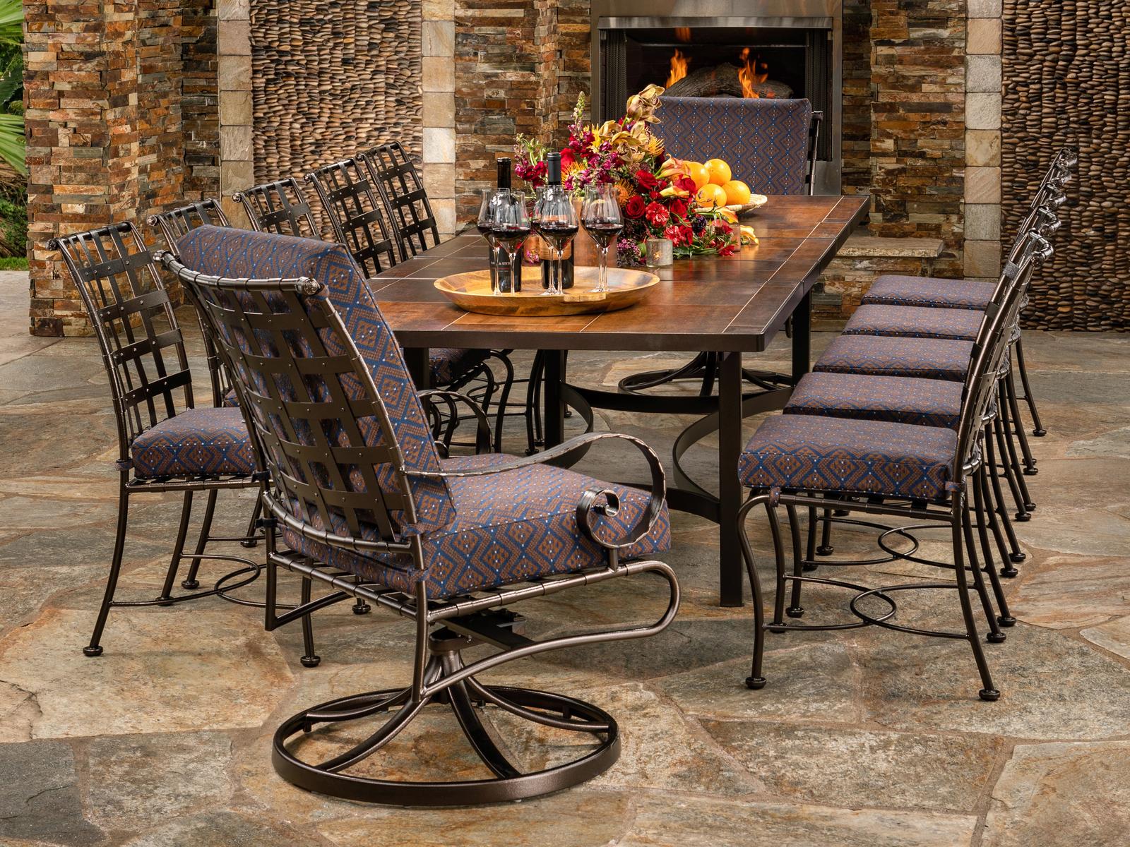 OW Lee Classico Wide Arms Wrought Iron Dining Set