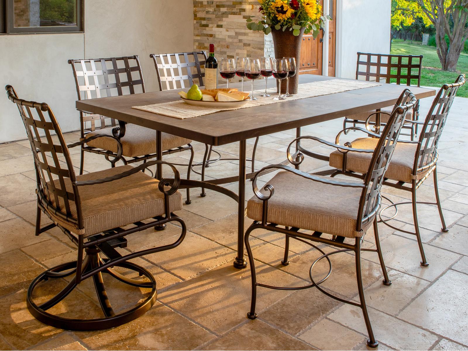 OW Lee Classico Wide Arms Wrought Iron Dining Set