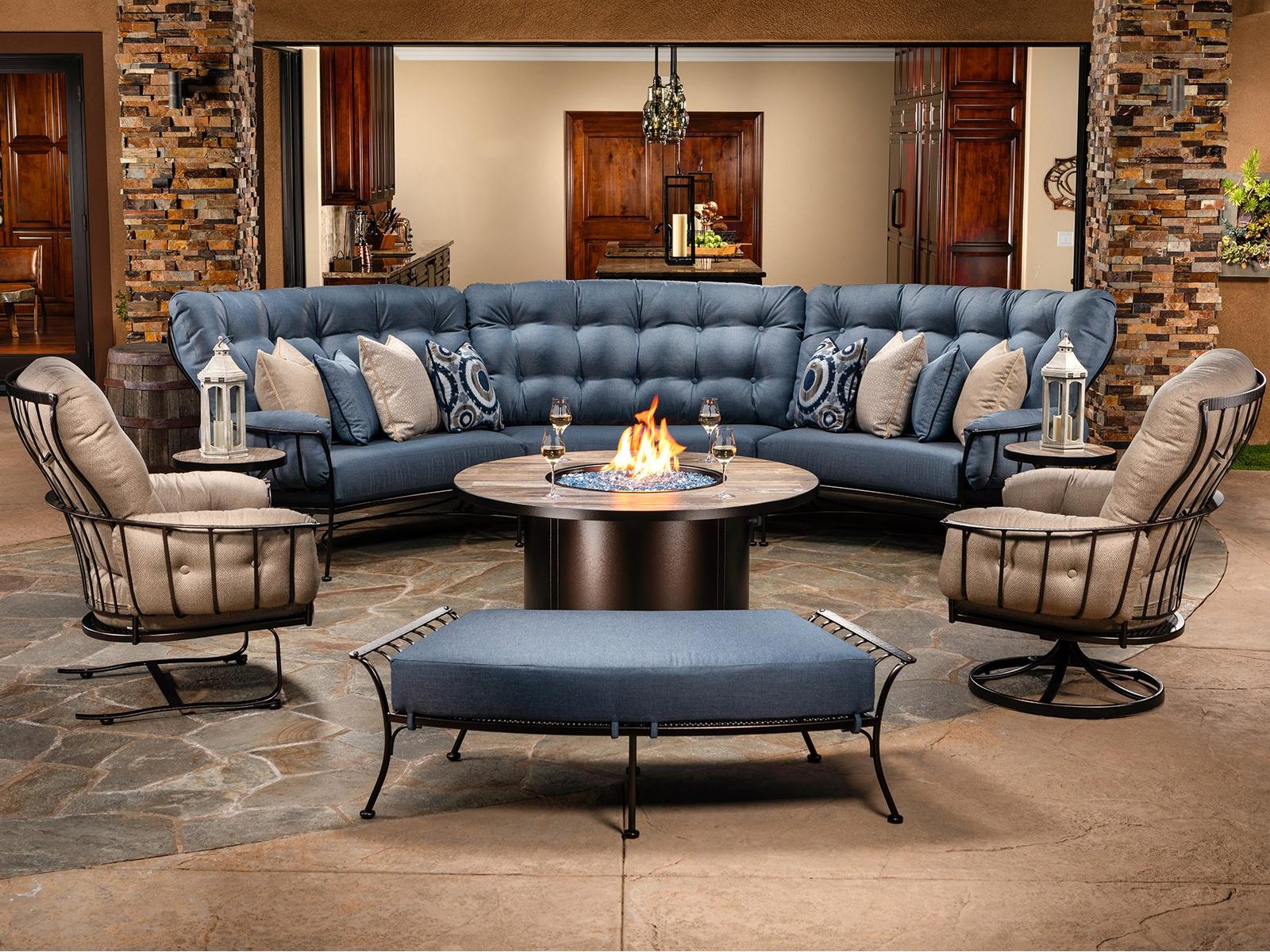 OW Lee Monterra Wrought Iron Cushion Lounge Set