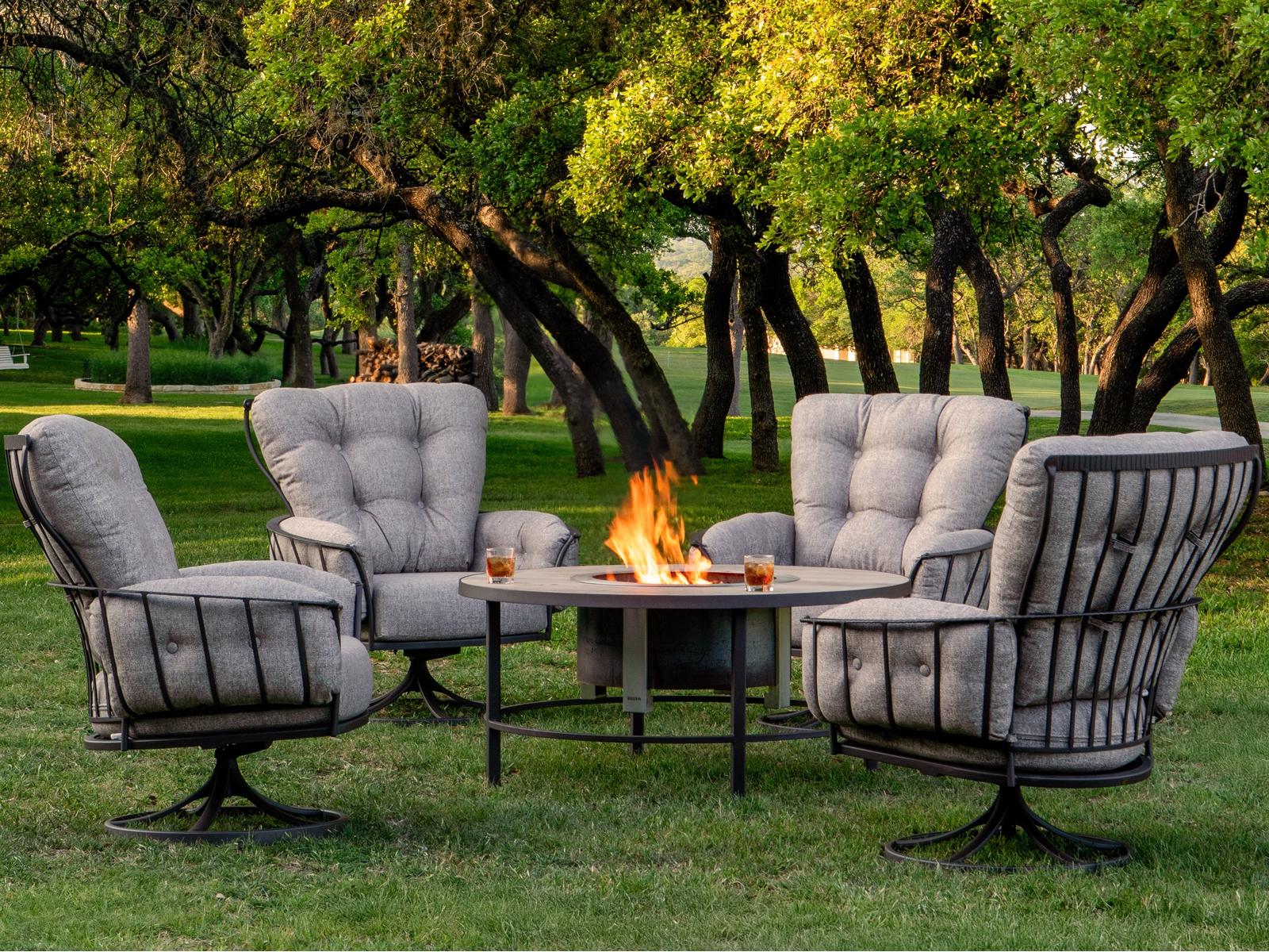 OW Lee Monterra Wrought Iron Cushion Lounge Set