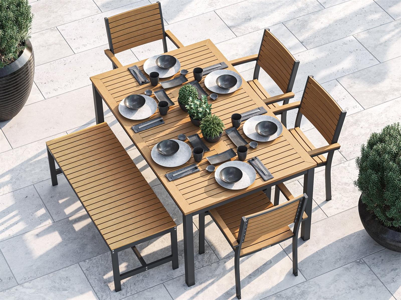 Oxford Garden Travira Aluminum Flint 6 Piece Patio Dining Set