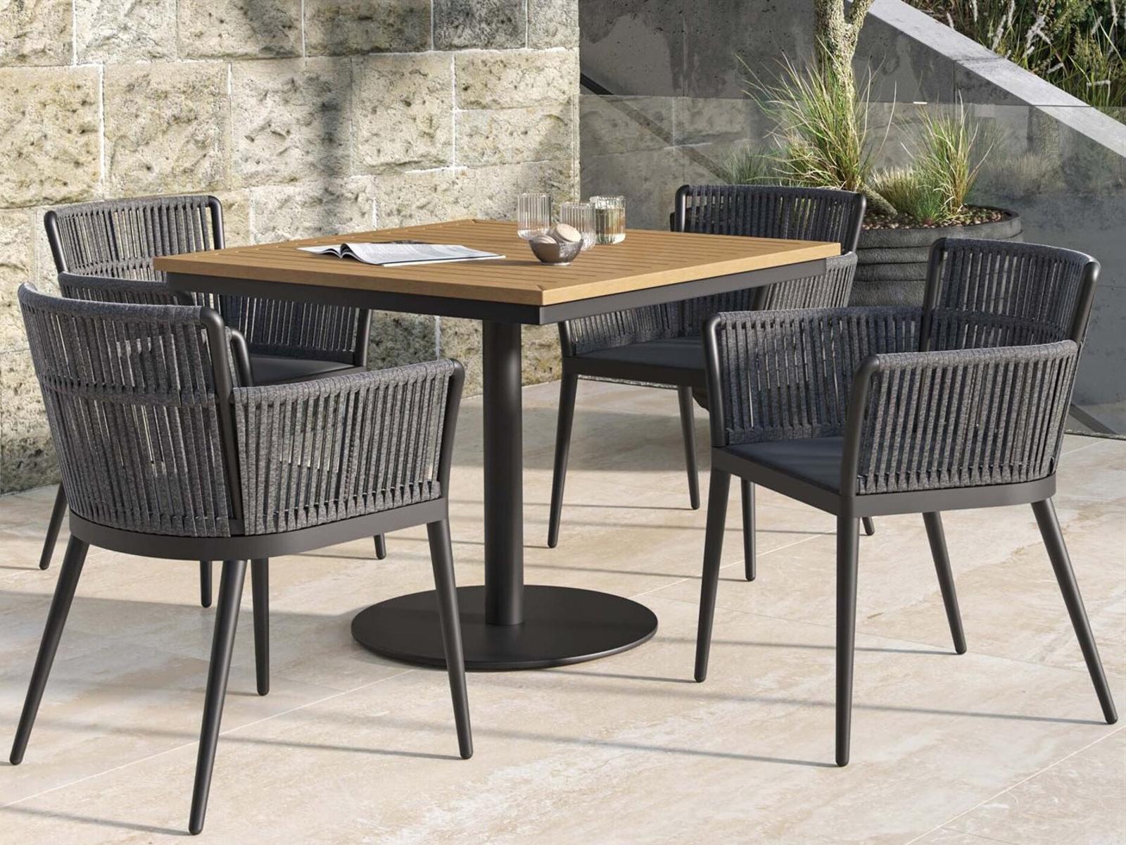 Oxford Garden Nette Aluminum Carbon 5 Piece Outdoor Patio Dining Set