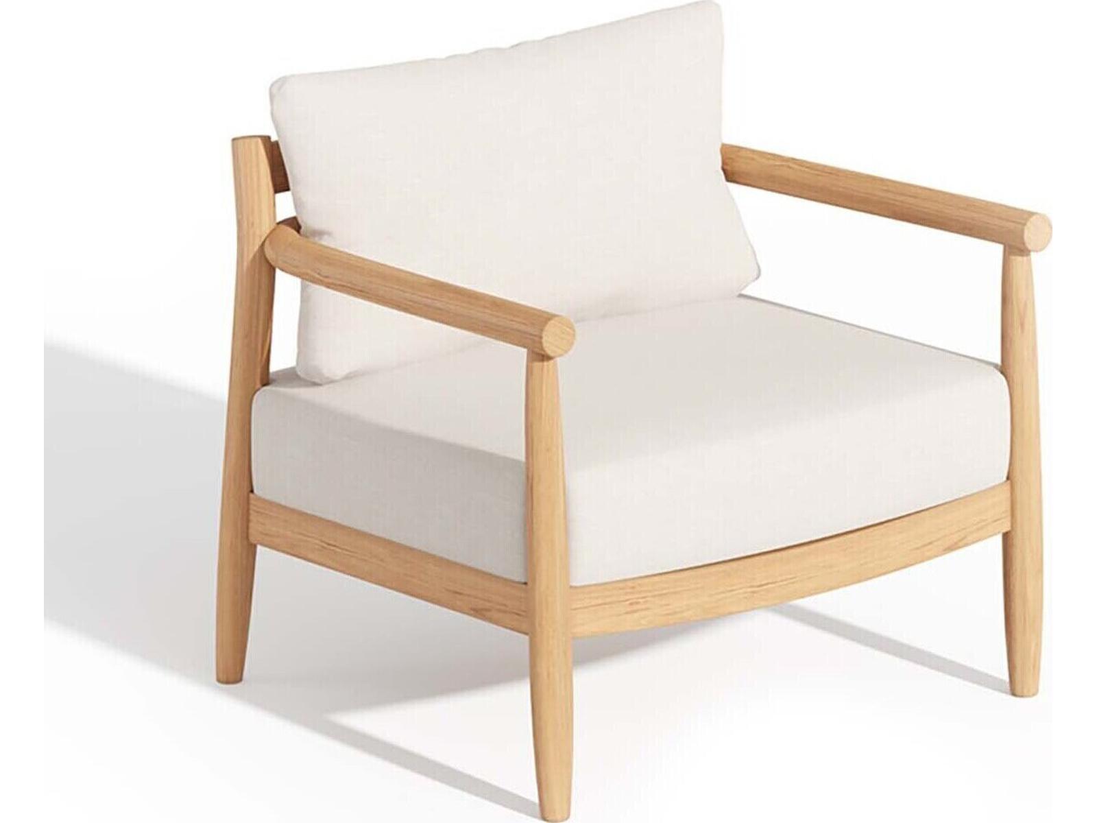 Oxford Garden Lido Teak Natural Outdoor Lounge Chair with Bliss Linen Cushions