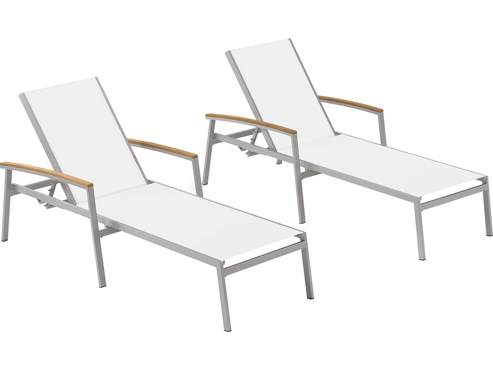 Oxford Garden Travira Aluminum Sling Chaise Lounge Set of 2