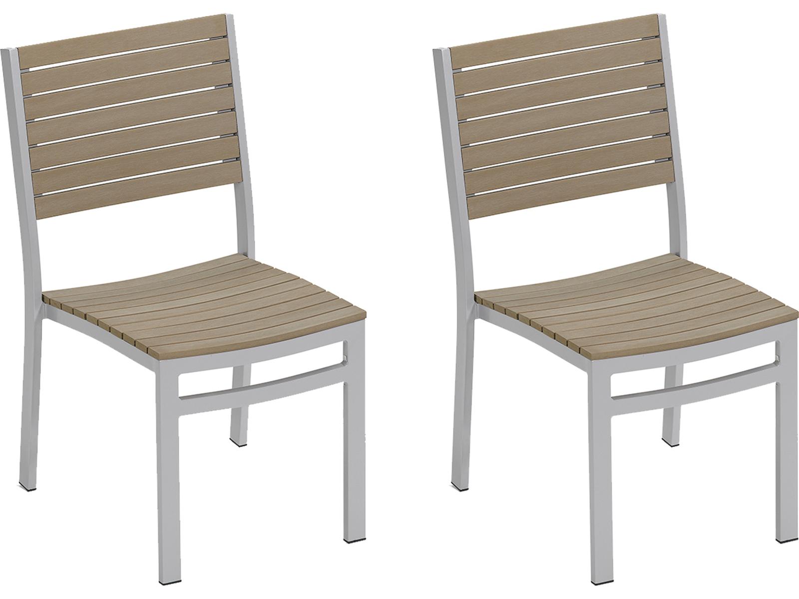 Oxford Garden Travira Aluminum Flint Stackable Outdoor Patio Dining Side Chair Set of 2