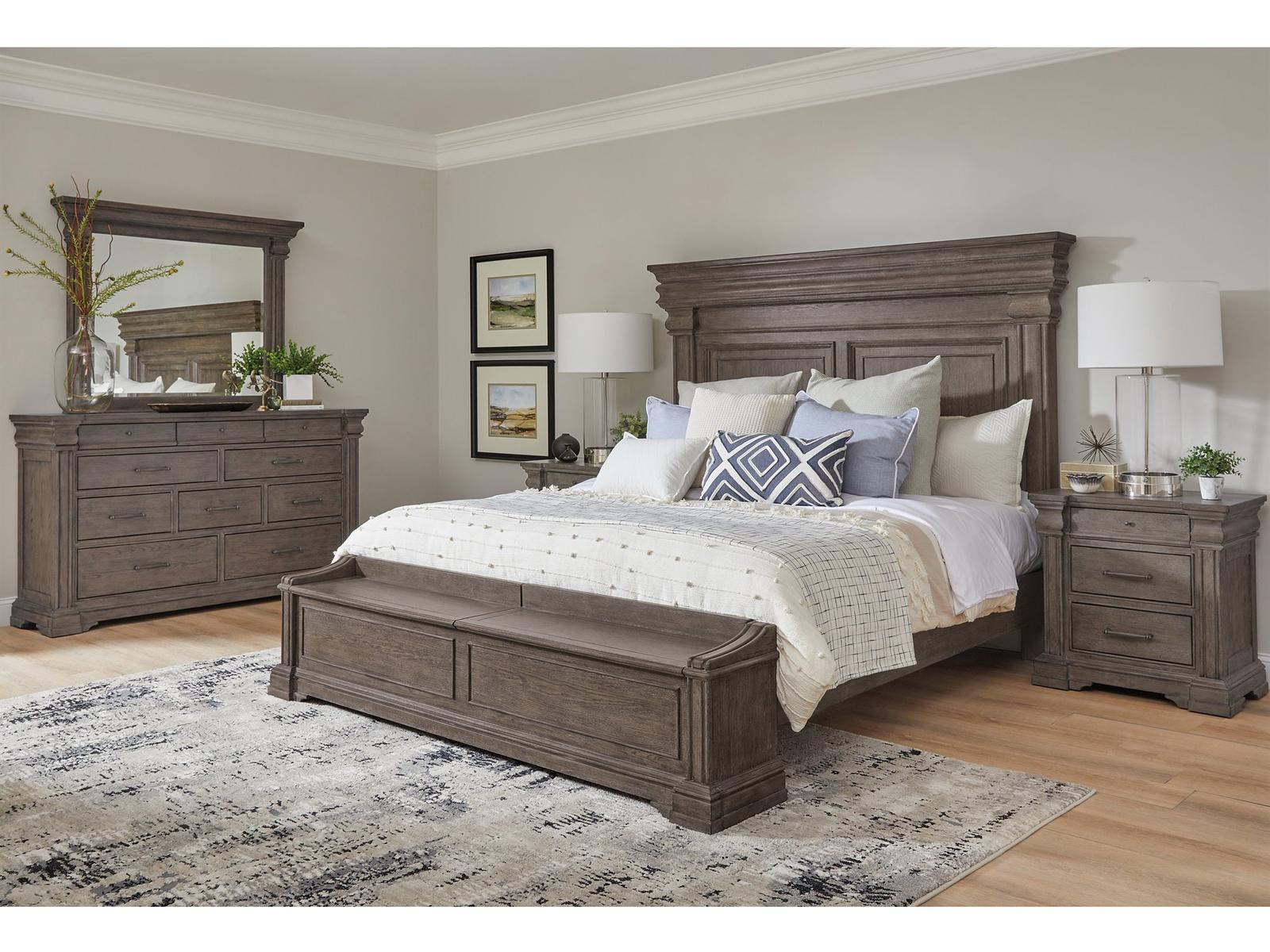 フクれいみデスク Pulaski Madison Ridge Brown Rubberwood & Oak Bedroom Set