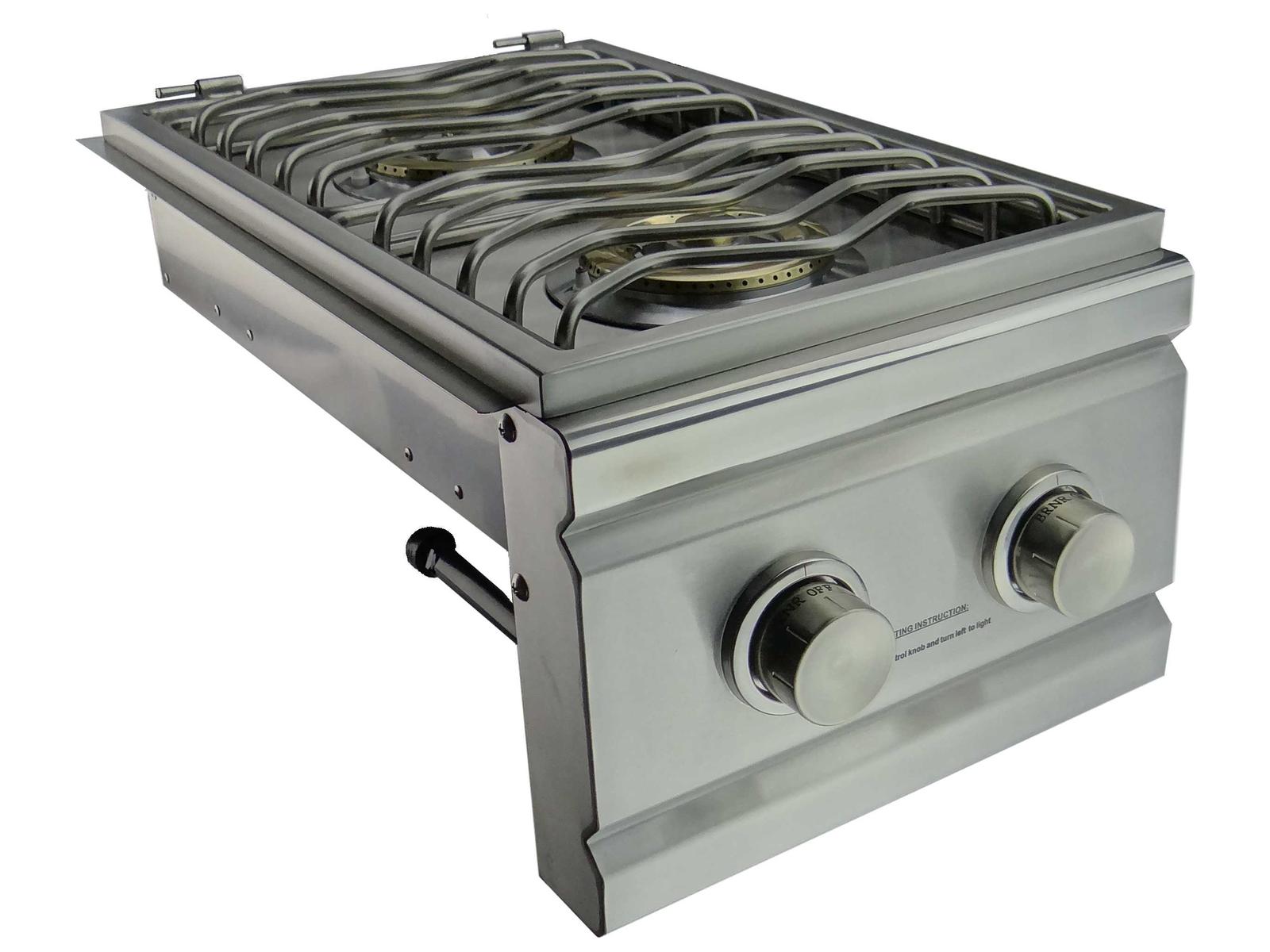 RCS Grills Stainless Natural Gas Double Side Burner - Slide-In