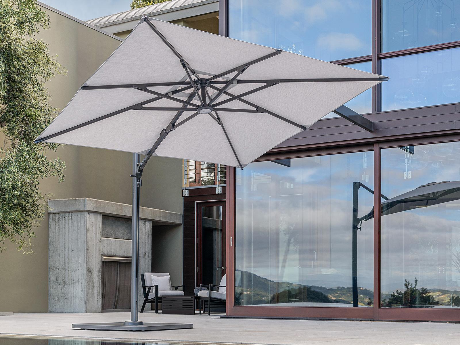 Shademaker Solaris Aluminum 9 Foot Square Crank Lift Outdoor Patio Umbrella