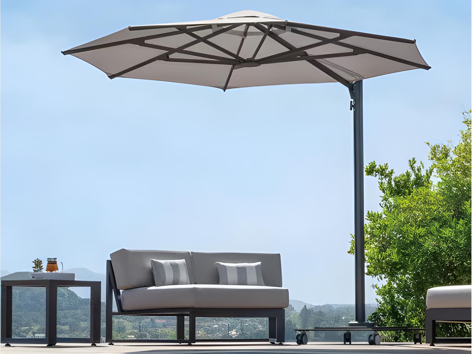 Shademaker Taurus 10 Foot Octagon Cantilever Umbrella Aluminum Frame Outdoor Shade | LuxeDecor Shademaker Taurus 10 Foot Octagon Cantilever Umbrella Aluminum Frame Outdoor Shade | LuxeDecor