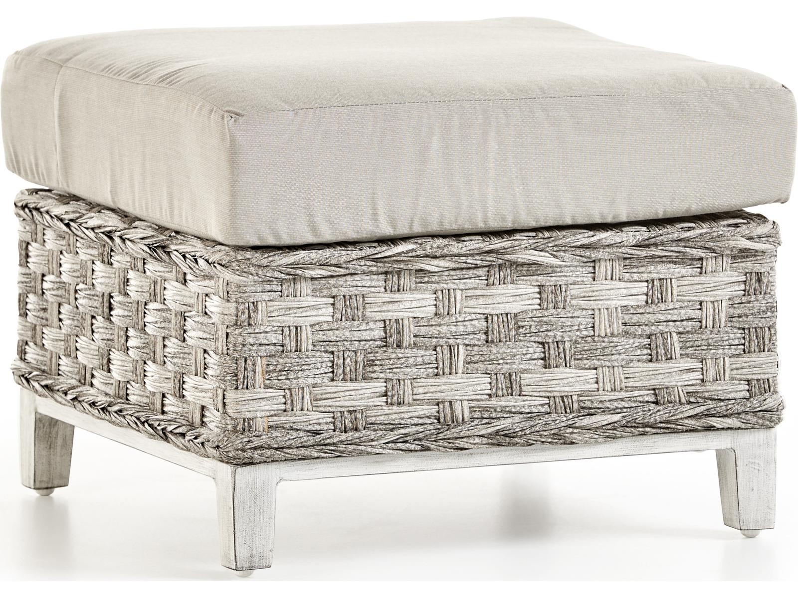South Sea Rattan Grand Isle Quick Ship Wicker Cushion Ottoman