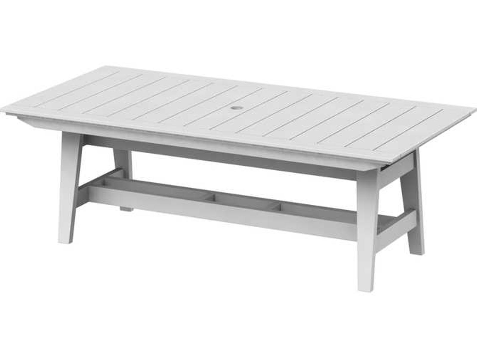 Seaside Casual Mad Recycled Plastic Rectangular Outdoor Patio Dining Table with Umbrella Hole