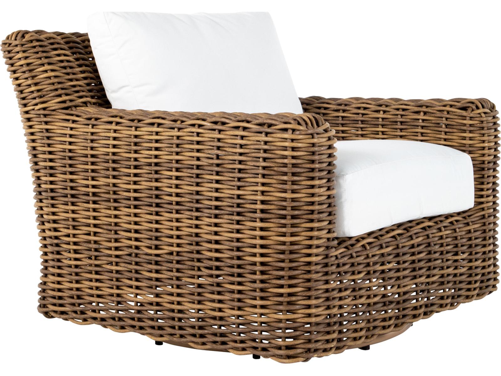 Summer Classics Montauk Wicker Raffia Swivel Outdoor Patio Lounge Chair