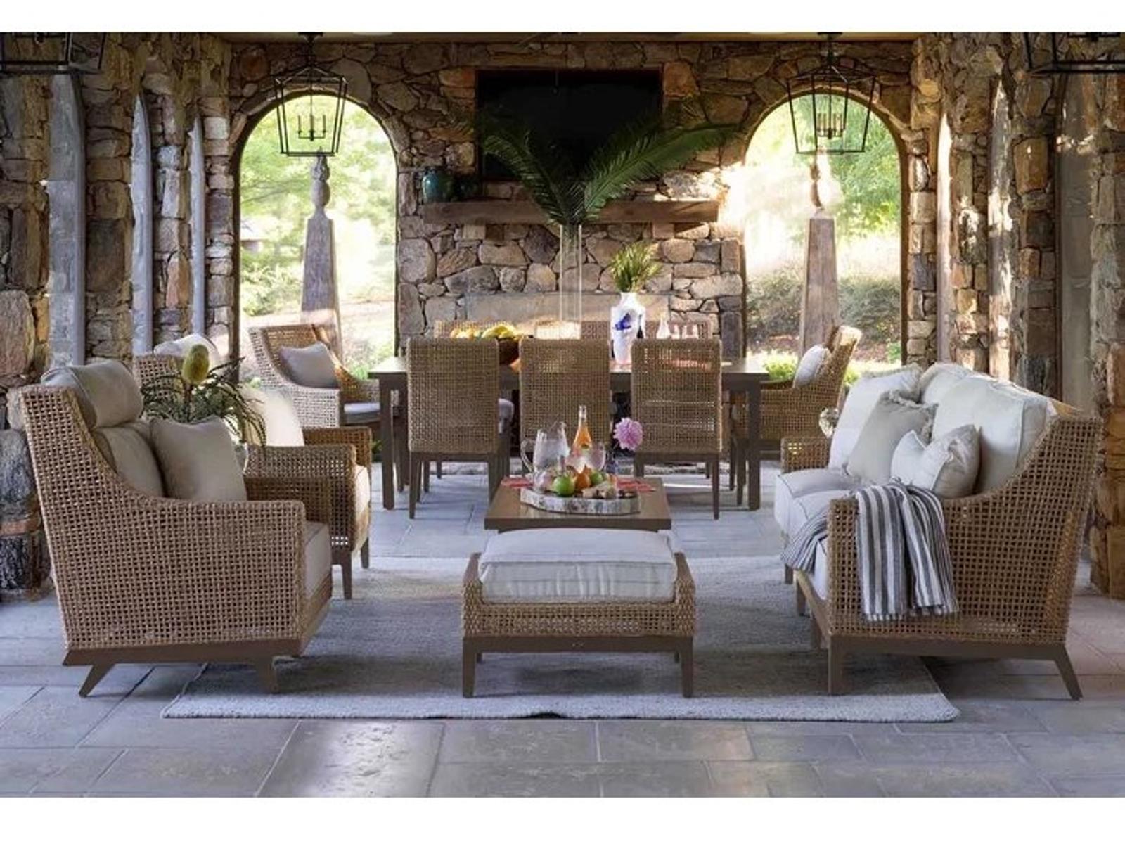 Summer Classics Peninsula Wicker Cushion Outdoor Patio Lounge Set