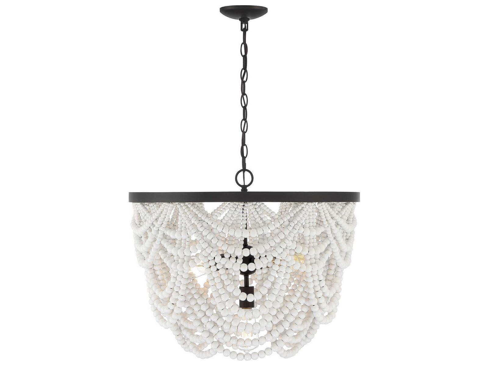 Savoy House Meridian 5-Light Grecian White Oil Rubbed Bronze Chandelier