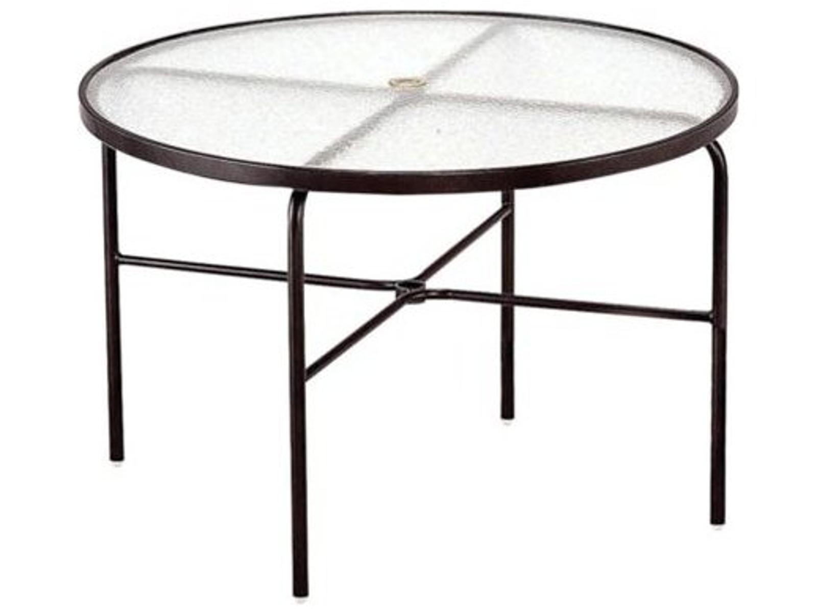 Tropitone Acrylic Cast Aluminum Round Patio Dining Table with Umbrella Hole