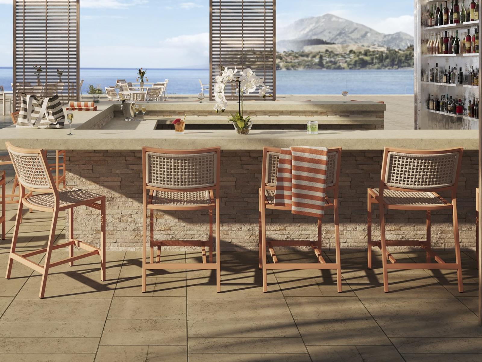 Tropitone Cabana Club Rope Aluminum Counter Stool Set