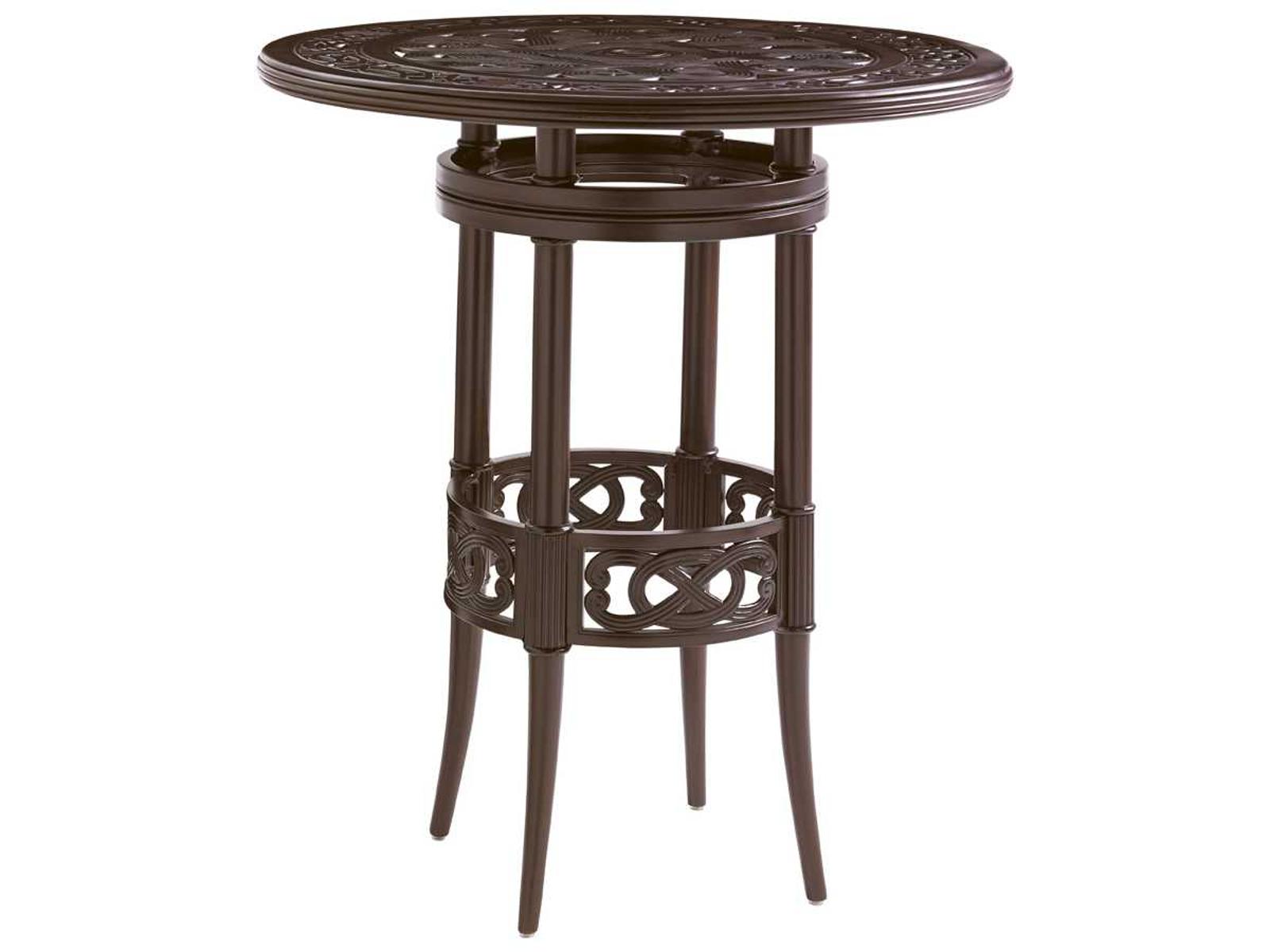 Tommy Bahama Outdoor Black Sands Cast Aluminum Round Bistro Bar Table