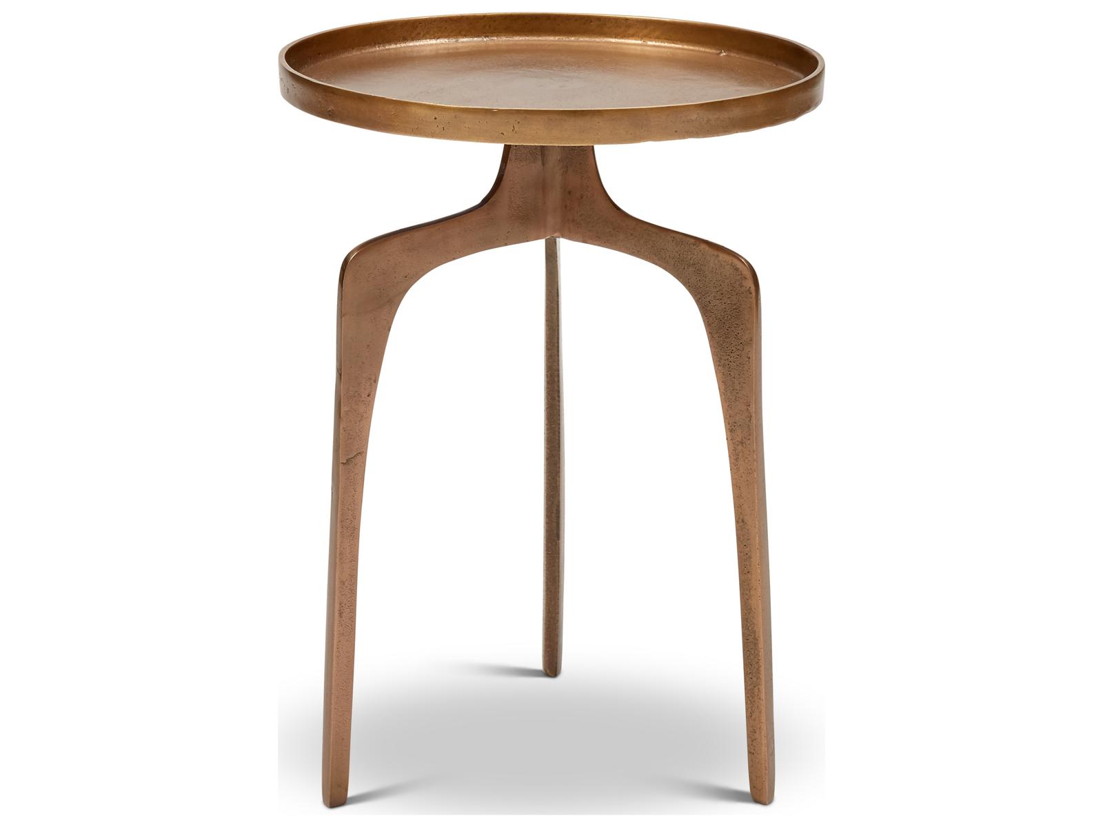 Urbia Elements Round Metal Antique Brass End Table