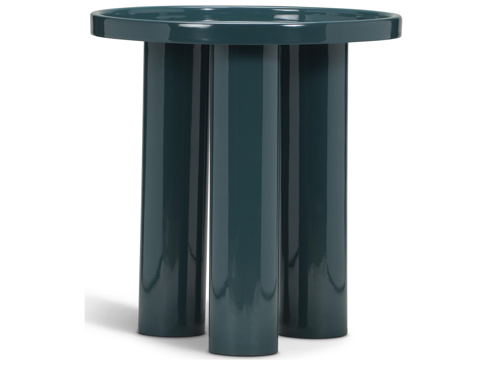 Urbia Eclat Sofia Enamel Round Metal Aegean Teal End Table