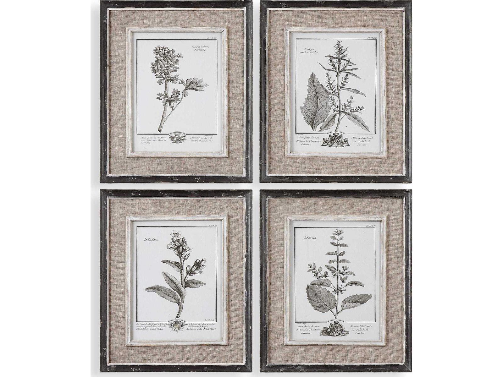 Uttermost Casual Grey Study Framed Wall Art Set of 4